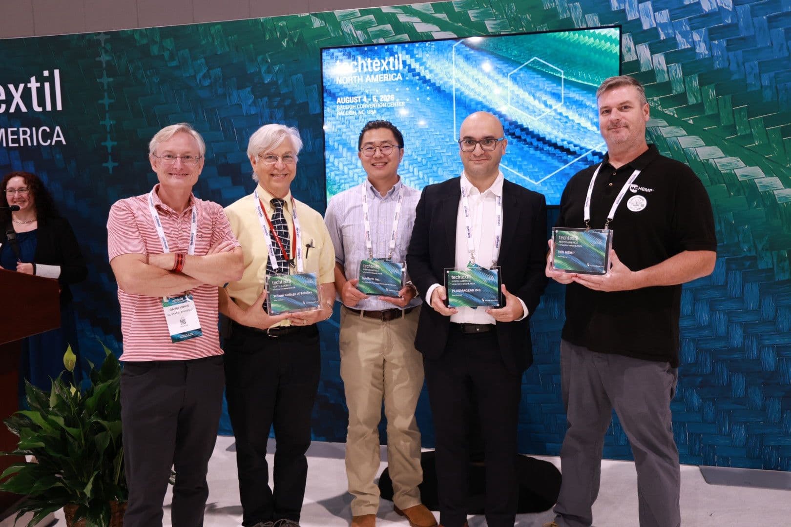 Syniform and fellow recipients at the 2026 Techtextil North America Innovation Awards